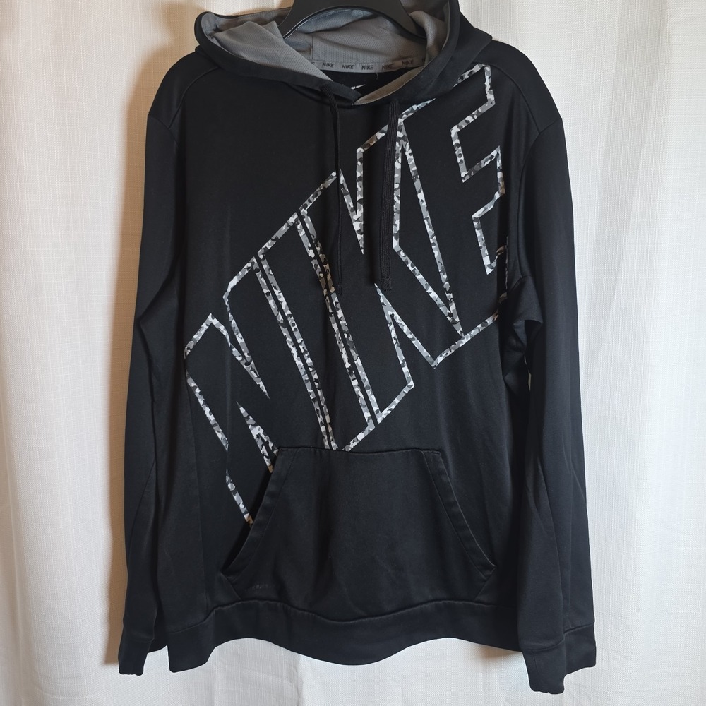 Nike Men's Black Pullover Hoodie with Diagonal Logo